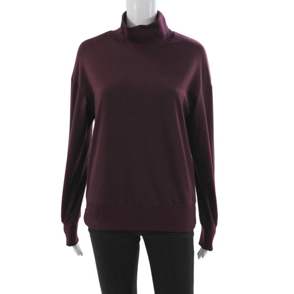 Designer Womens Purple Pullover Sweater Mock Neck Long Sleeve Size S